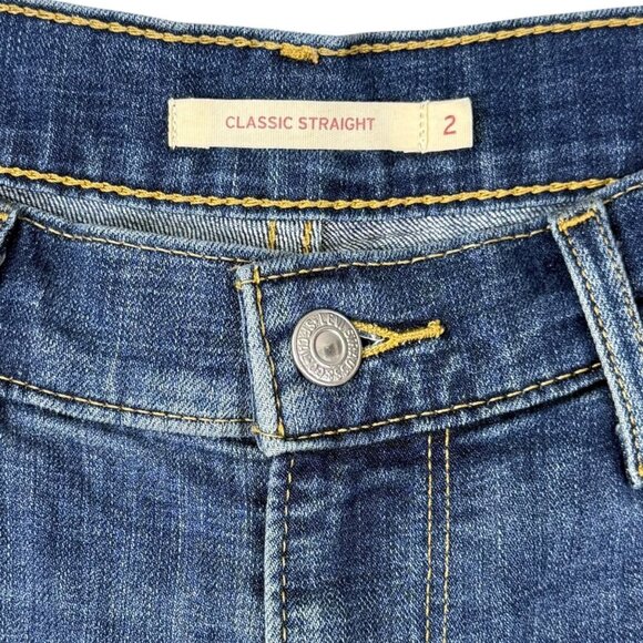 Levis Classic Straight Jeans Womens Sz 26x30 Relaxed Mid-Rise Dark Wash Stretch - Picture 7 of 11